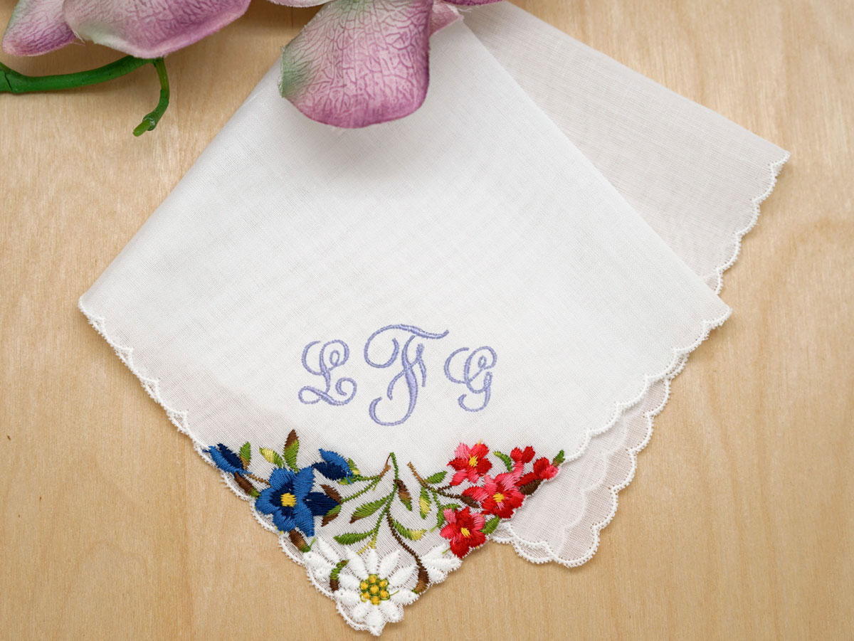 Swiss Cheerful Bridal Floral Handkerchief