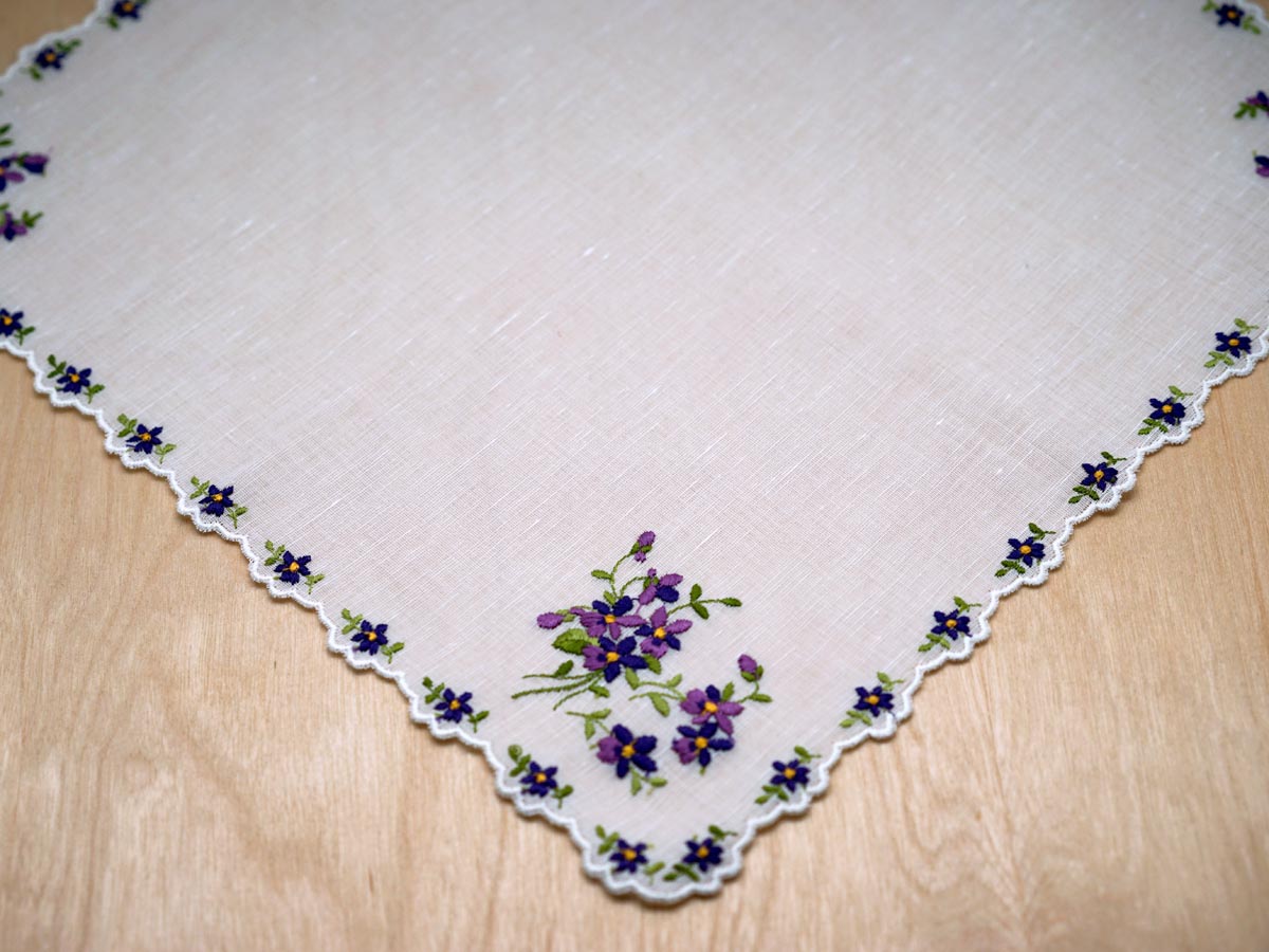 Swiss Violet Cluster Ladies Handkerchief