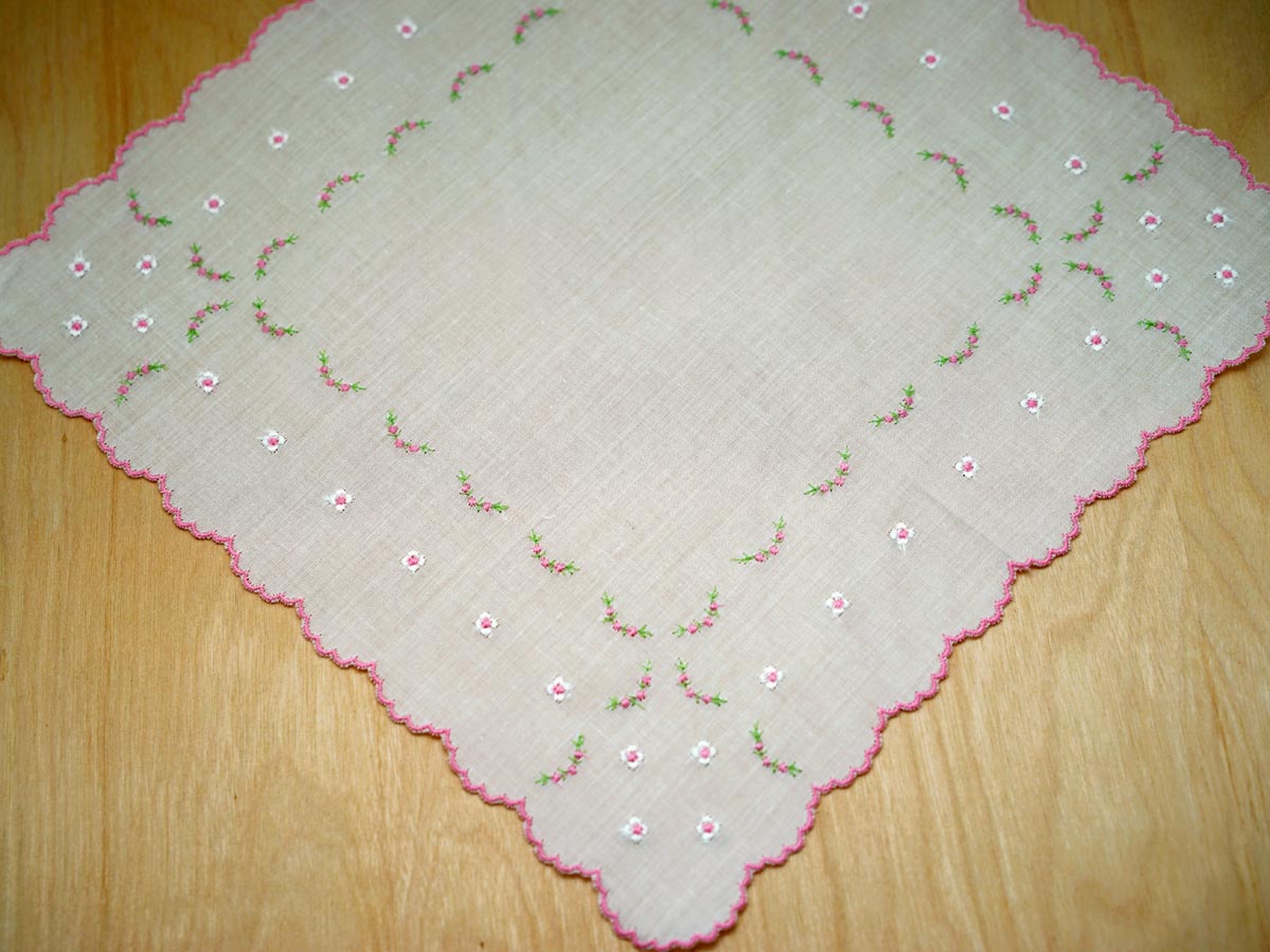 Swiss Sweet Pink Bridal Handkerchief