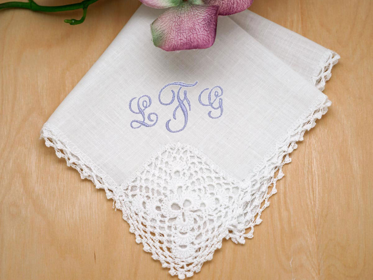 Irish Linen Shamrock Ladies Lace Handkerchief