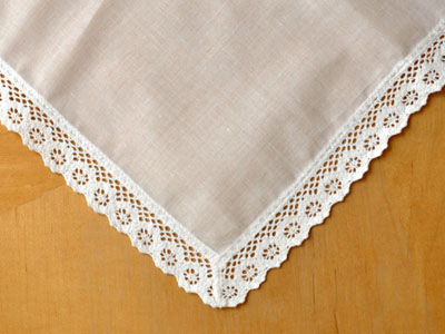 Set of 3 Ivory Daisy Tip Lace Wedding Handkerchiefs