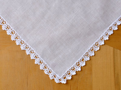 Set of 3 Flower Tip Crochet Lace Wedding Handkerchiefs