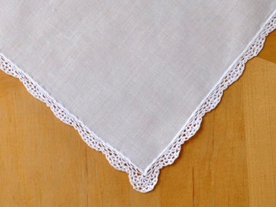 Set of 3 Small Scalloped Crochet Lace Wedding Handkerchiefs