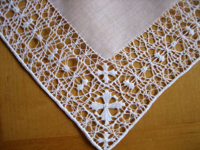 Intricate Venetian Drawnwork Lace Wedding Handkerchief
