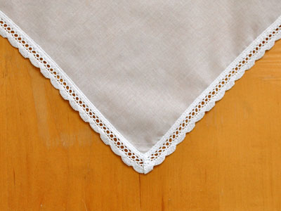 Set of 3 Scallop Ribbon Wedding Handkerchiefs
