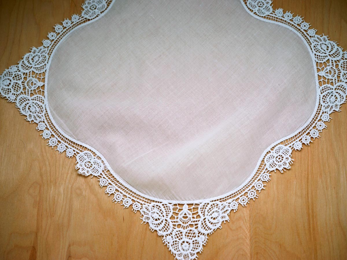 Set of 3 White Peony Cluny Lace Wedding Handkerchiefs