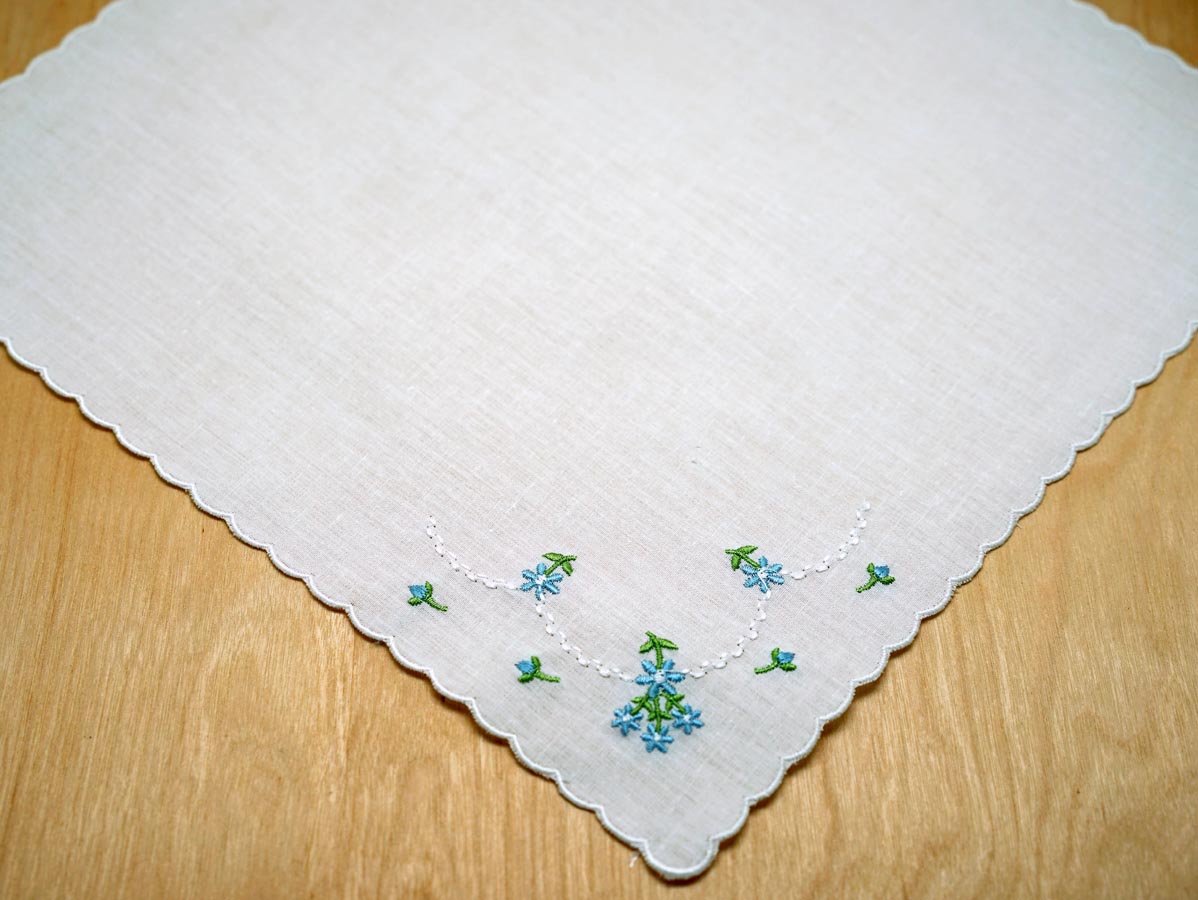 Small Blue Flower Bridal Handkerchief
