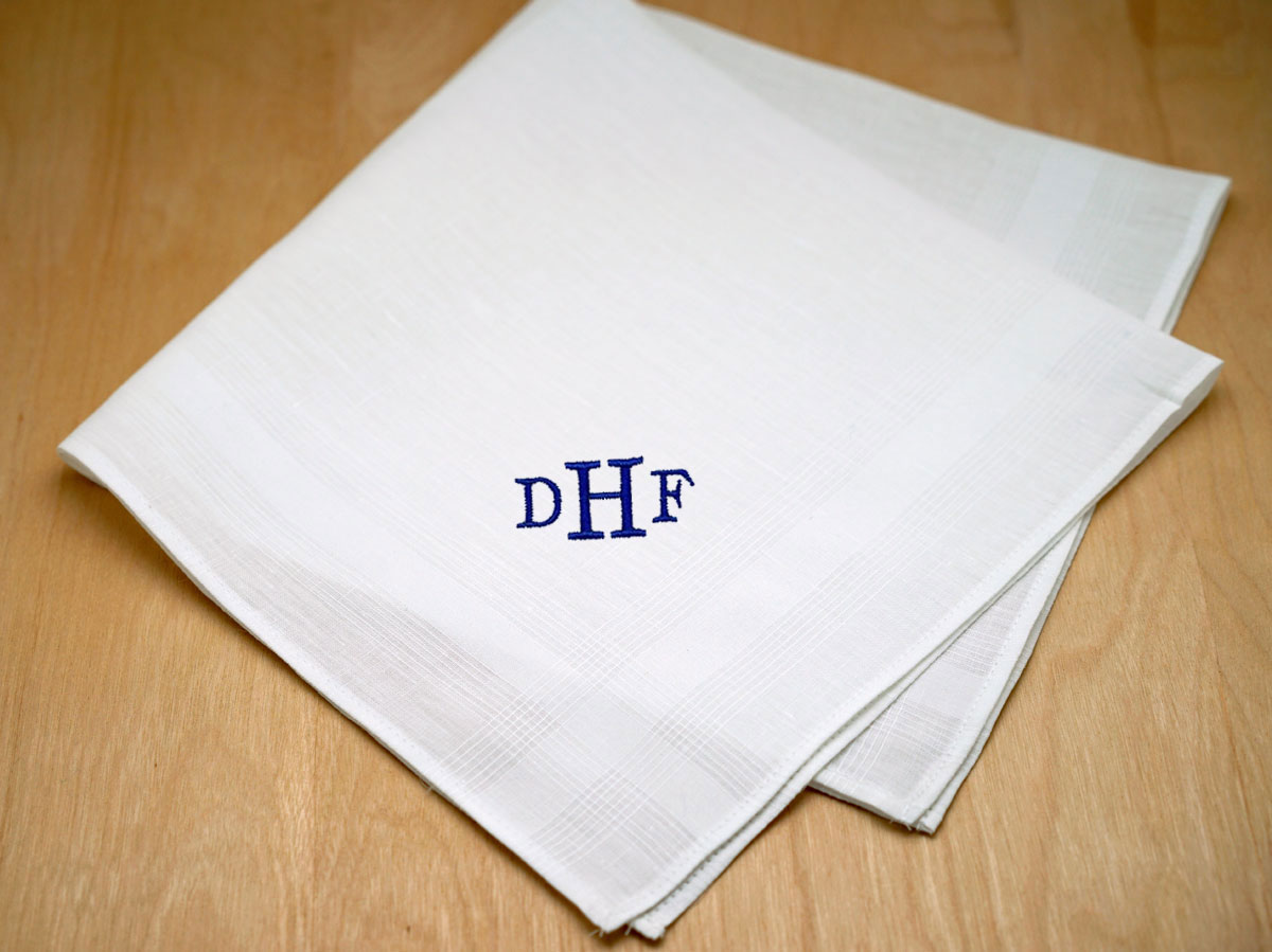 Irish Linen Corded Mens Handkerchief