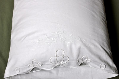 Pair of Cotton Pillowcases with Ribbon Edges