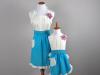 Mother and Daughter Teal and Cream Ruffle Apron Set