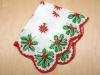 Vintage Inspired Holiday Holly and Poinsettia Print Hankie