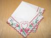 Vintage Inspired Romantic Hankie with Heart and Floral Border