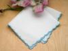 Blue Scallop Edge Wedding Handkerchief