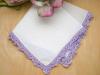 Set of 3 Scallop Crochet Lace Handkerchiefs with Purple Edges