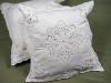 Pair of Throw Pillow Covers with Floral Snowflake Cutwork
